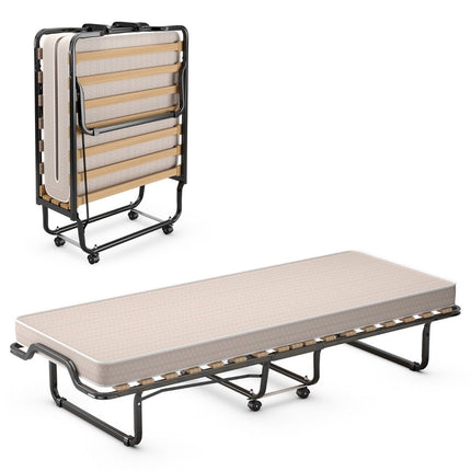 Klappbett Beistellbett mit luxuriöser Matratze 200 x 90 x 41 cm beige Made in Italy Herkunft: Italien