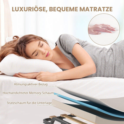 Klappbett Beistellbett mit luxuriöser Matratze 200 x 90 x 41 cm beige Made in Italy Herkunft: Italien