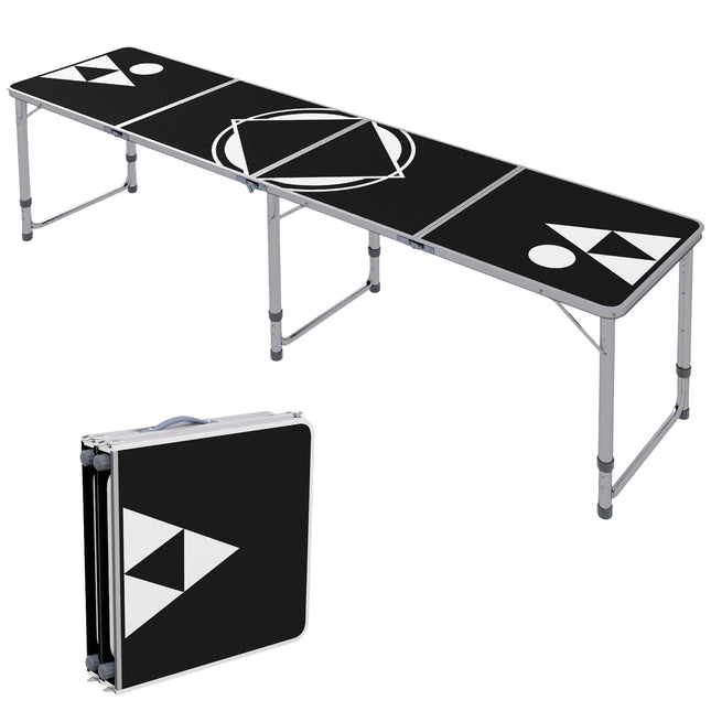 Klappbarer Beer Pong Tisch 240x60 cm - Verstellbares schwarzes Aluminium