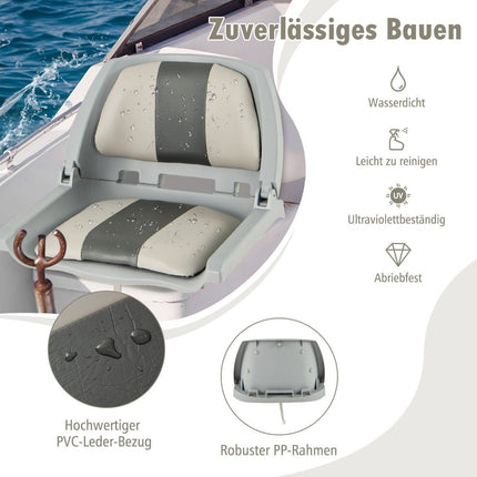 Opvouwbare bootstoel met lage rugleuning, bootstoel, gevoerde stuurstoel, 57 x 51 x 35 cm