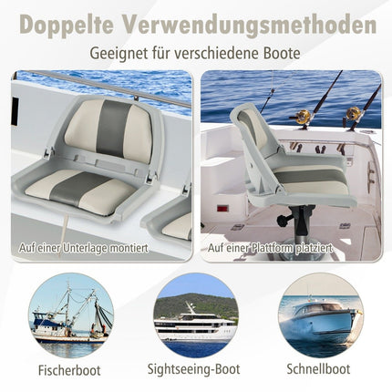 Opvouwbare bootstoel met lage rugleuning, bootstoel, gevoerde stuurstoel, 57 x 51 x 35 cm