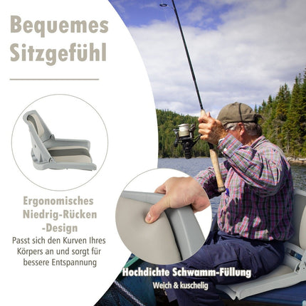Opvouwbare bootstoel met lage rugleuning, bootstoel, gevoerde stuurstoel, 57 x 51 x 35 cm