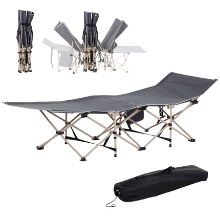 Klappbares Feldbett aus Stahl mit Tragetasche, Grau, 190x68x52 cm