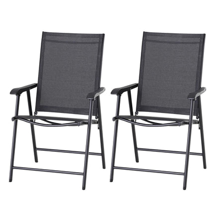 Klappbare Campingstühle 2er-Set mit Armlehnen, schwarzes Metall