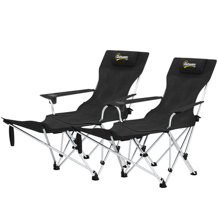 Klappbare Campingstühle mit Fußstütze & Getränkehalter – 120 kg