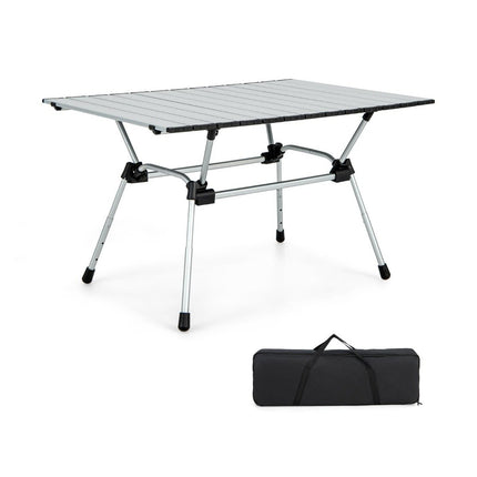 Klappbarer Campingtisch mit Tragetasche, 4-stufig höhenverstellbar 90 x 60,5 x 52 cm silber