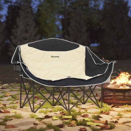 Chaise pliante 2 places chaise de camping pliante avec porte-gobelet sac de transport chaise pliante d'extérieur capacité de charge jusqu'à 250 kg chaise de pêche robuste légèrement rembourrée chaise de jardin pour jardin camping plage |