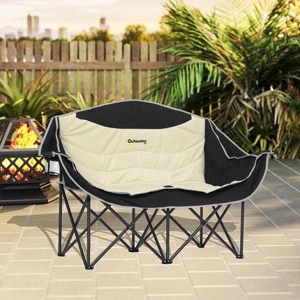 Chaise pliante 2 places chaise de camping pliante avec porte-gobelet sac de transport chaise pliante d'extérieur capacité de charge jusqu'à 250 kg chaise de pêche robuste légèrement rembourrée chaise de jardin pour jardin camping plage |