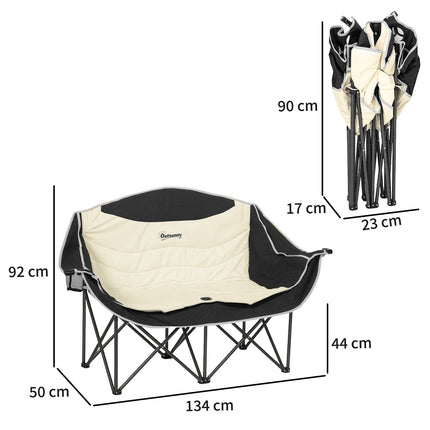 Chaise pliante 2 places chaise de camping pliante avec porte-gobelet sac de transport chaise pliante d'extérieur capacité de charge jusqu'à 250 kg chaise de pêche robuste légèrement rembourrée chaise de jardin pour jardin camping plage |