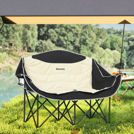 Chaise pliante 2 places chaise de camping pliante avec porte-gobelet sac de transport chaise pliante d'extérieur capacité de charge jusqu'à 250 kg chaise de pêche robuste légèrement rembourrée chaise de jardin pour jardin camping plage |