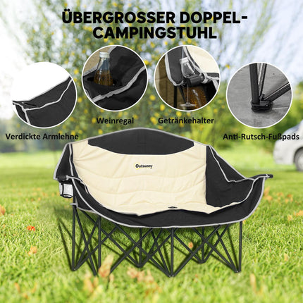 Chaise pliante 2 places chaise de camping pliante avec porte-gobelet sac de transport chaise pliante d'extérieur capacité de charge jusqu'à 250 kg chaise de pêche robuste légèrement rembourrée chaise de jardin pour jardin camping plage |