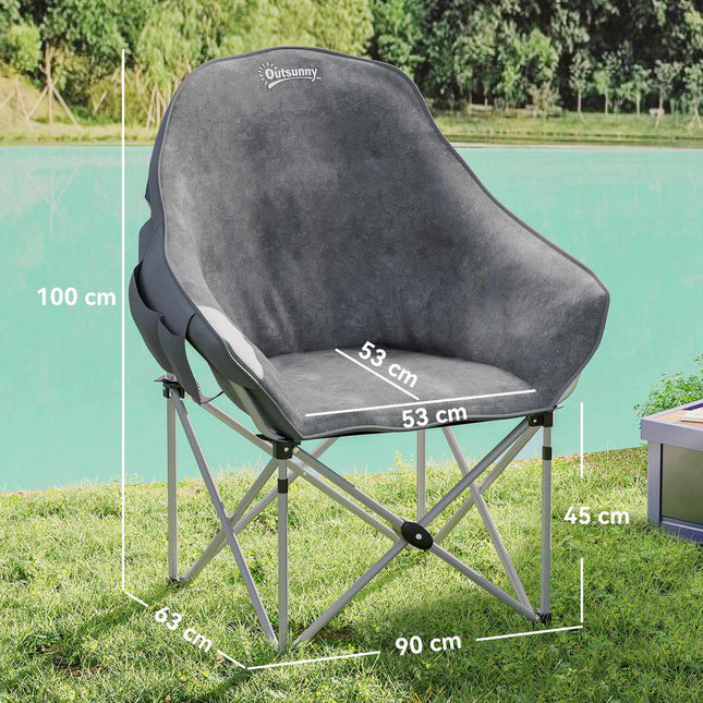 Klapstoel, opvouwbare campingstoel met zijvak, gewatteerde draagtas, outdoor klapstoel, draagvermogen tot 120 kg, robuuste, lichtgewicht visstoel, tuinstoel voor tuin, camping, strand Aosom