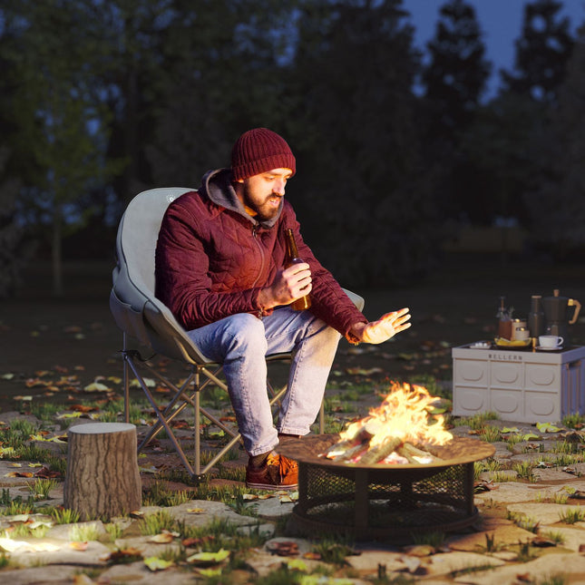 Klapstoel, opvouwbare campingstoel met zijvak, gewatteerde draagtas, outdoor klapstoel, draagvermogen tot 120 kg, robuuste, lichtgewicht visstoel, tuinstoel voor tuin, camping, strand Aosom