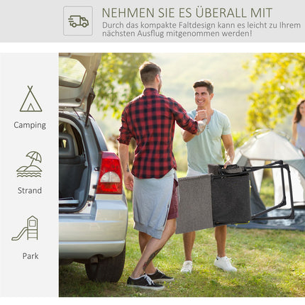 Grauer Klappstuhl - Abnehmbares Kissen, Textil & Stahl