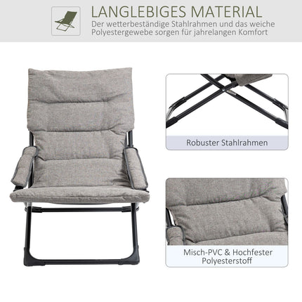 Grauer Klappstuhl - Abnehmbares Kissen, Textil & Stahl