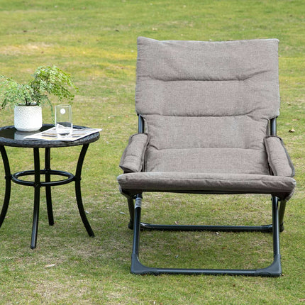 Grauer Klappstuhl - Abnehmbares Kissen, Textil & Stahl