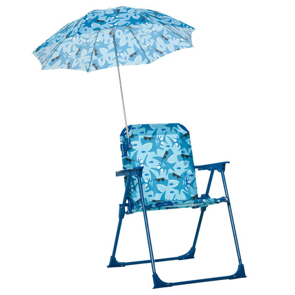 Faltbarer Kinder-Campingstuhl mit Sonnenschirm, blau, leicht