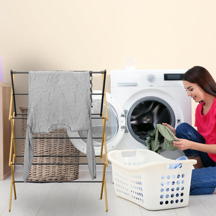Folding clothes horse in bamboo & metal