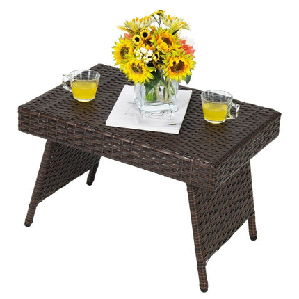 Skládací konferenční a venkovní odkládací stolek s PVC deskou 60 x 40 x 40 cm, hnědá