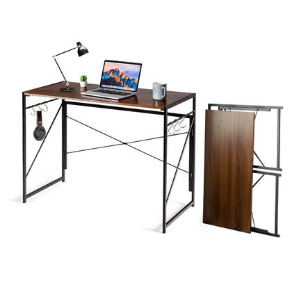 Klappbarer Computertisch, Arbeitstisch mit Metallgestell, Laptoptisch, belastbar bis 115 kg, Braun, 100 x 50 x 75 cm