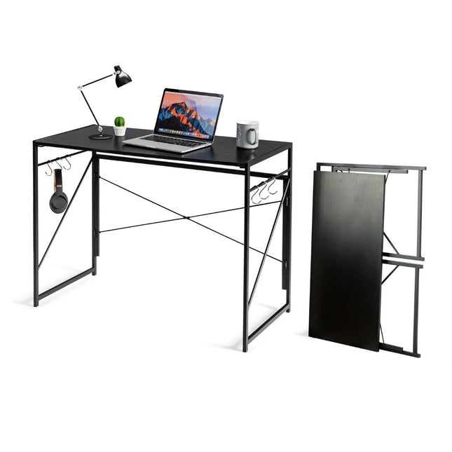 Klappbarer Computertisch, Arbeitstisch mit Metallgestell, Laptoptisch, belastbar bis 115 kg, 100 x 50 x 75 cm, Schwarz