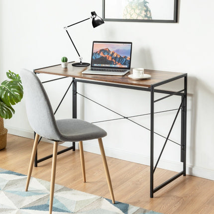 Klappbarer Computertisch, Arbeitstisch mit Metallgestell, Laptoptisch, belastbar bis 115 kg, 100 x 50 x 75 cm, rustikales Braun
