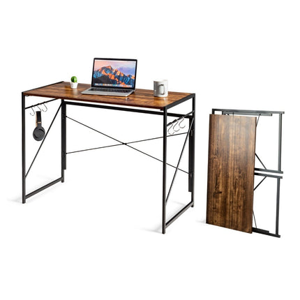 Klappbarer Computertisch, Arbeitstisch mit Metallgestell, Laptoptisch, belastbar bis 115 kg, 100 x 50 x 75 cm, rustikales Braun