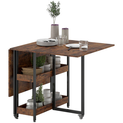 Skládací jídelní stůl, industriální design, pro 4 osoby, hnědá