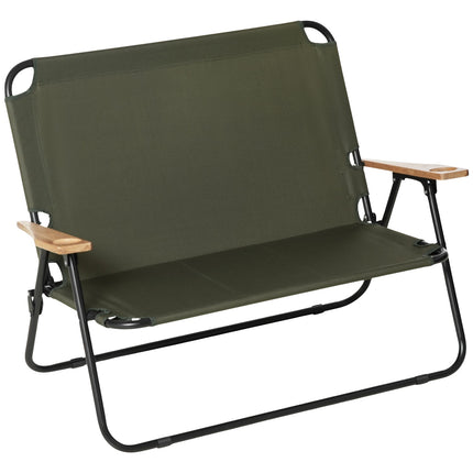 Folding director's chair, 2-seater, steel frame, green
