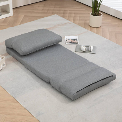 Adjustable floor chair with bed function, linen look, grey