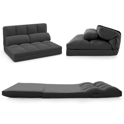 Folding floor sofa 3 in 1 sofa bed with sleeping function and adjustable backrest dark gray
