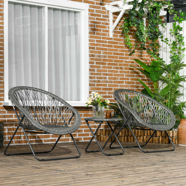Gartenbalkon-Möbelset mit Tisch und gepolsterten Stühlen