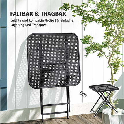 Wetterfester Klapptisch aus Stahl – 70 x 70 cm, Schwarz