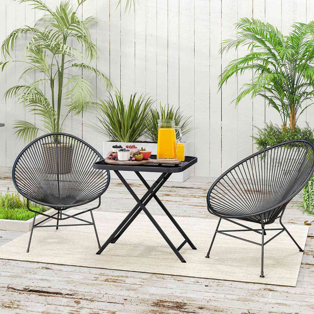 Wetterfester Klapptisch aus Stahl – 70 x 70 cm, Schwarz