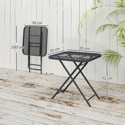 Wetterfester Klapptisch aus Stahl – 70 x 70 cm, Schwarz