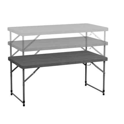 Folding garden table, height adjustable