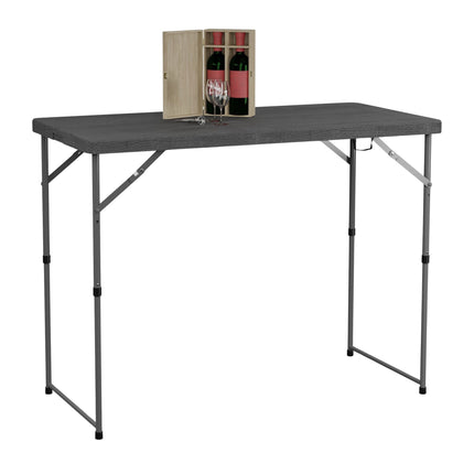 Folding garden table, height adjustable