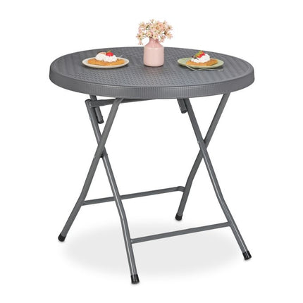 Folding garden table in rattan look