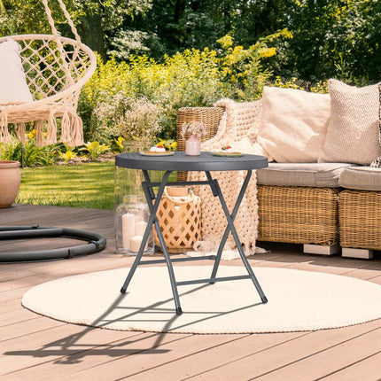 Folding garden table in rattan look