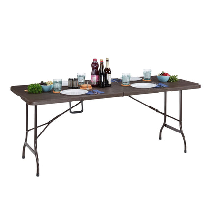 Table de jardin pliante aspect bois