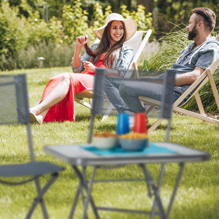 Table de jardin pliante avec plateau en verre