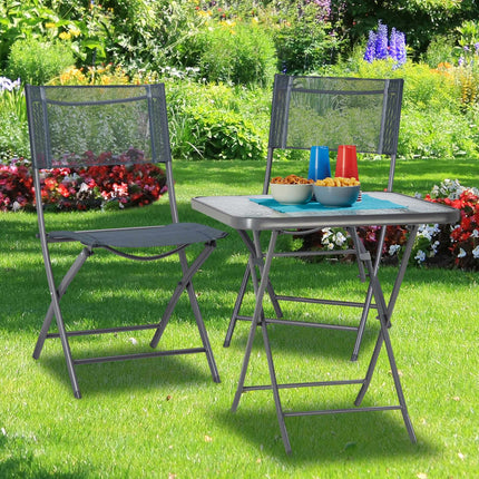 Table de jardin pliante avec plateau en verre