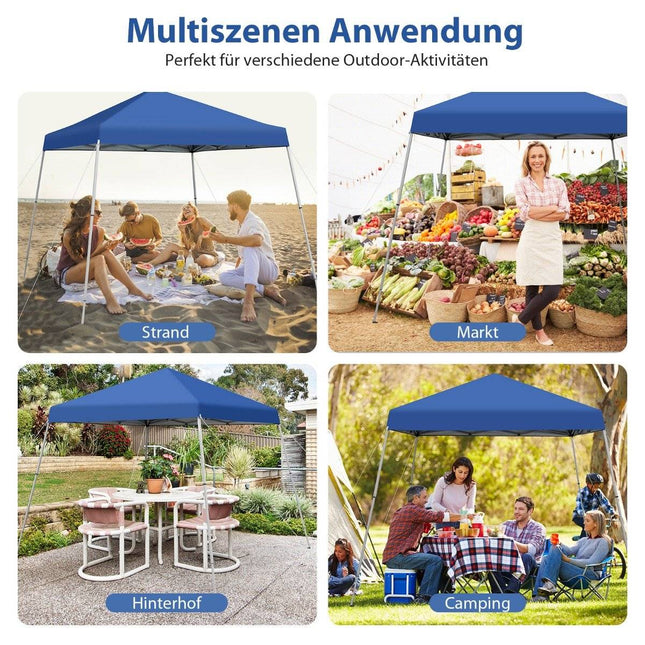 Faltpavillon 3m x 3m großes Faltdach blau mit Tragetasche mit 3-stufiger Höhenverstellung