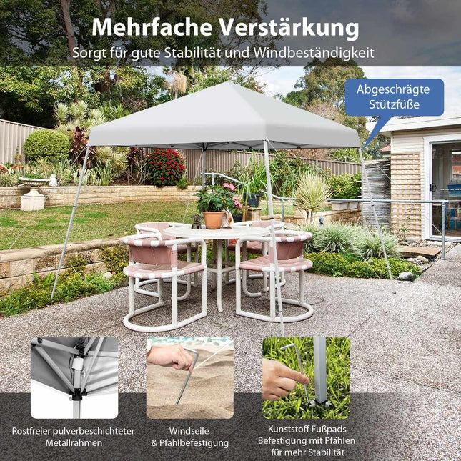 Faltpavillon 3m x 3m großes Faltdach weiß mit Tragetasche mit 3-stufiger Höhenverstellung