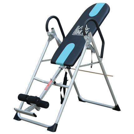Table d'inversion pliante avec ceinture de sécurité réglable en acier argenté-noir |