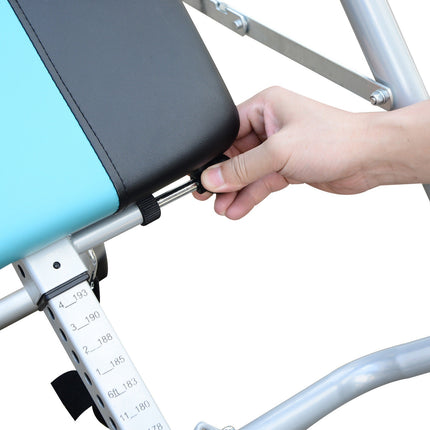 Table d'inversion pliante avec ceinture de sécurité réglable en acier argenté-noir |