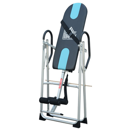 Table d'inversion pliante avec ceinture de sécurité réglable en acier argenté-noir |