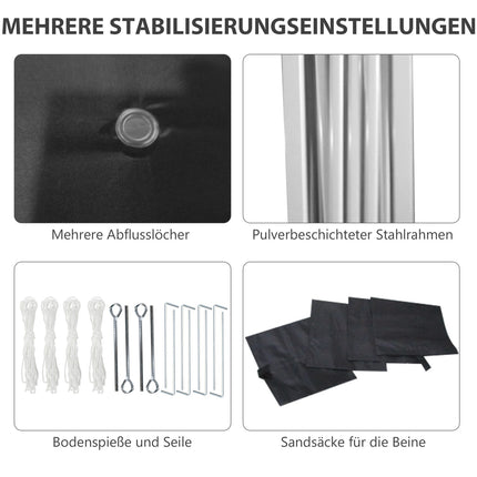 Pop-Up-Pavillon 2,97x2,97m, UV-Schutz mit Seitenwänden