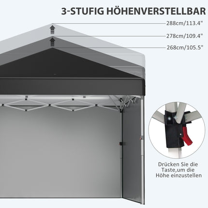 Pop-Up-Pavillon 2,97x2,97m, UV-Schutz mit Seitenwänden