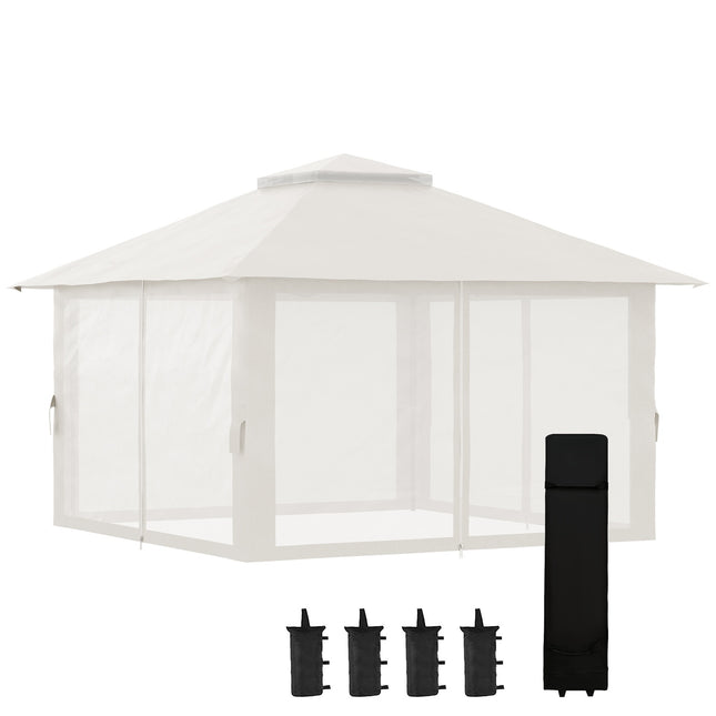 Faltpavillon 4x4m, UV-Schutz, höhenverstellbar, creme